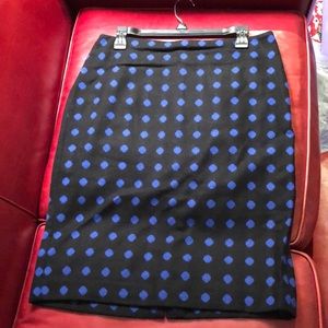 Talbots black and blue polka dot skirt size 8